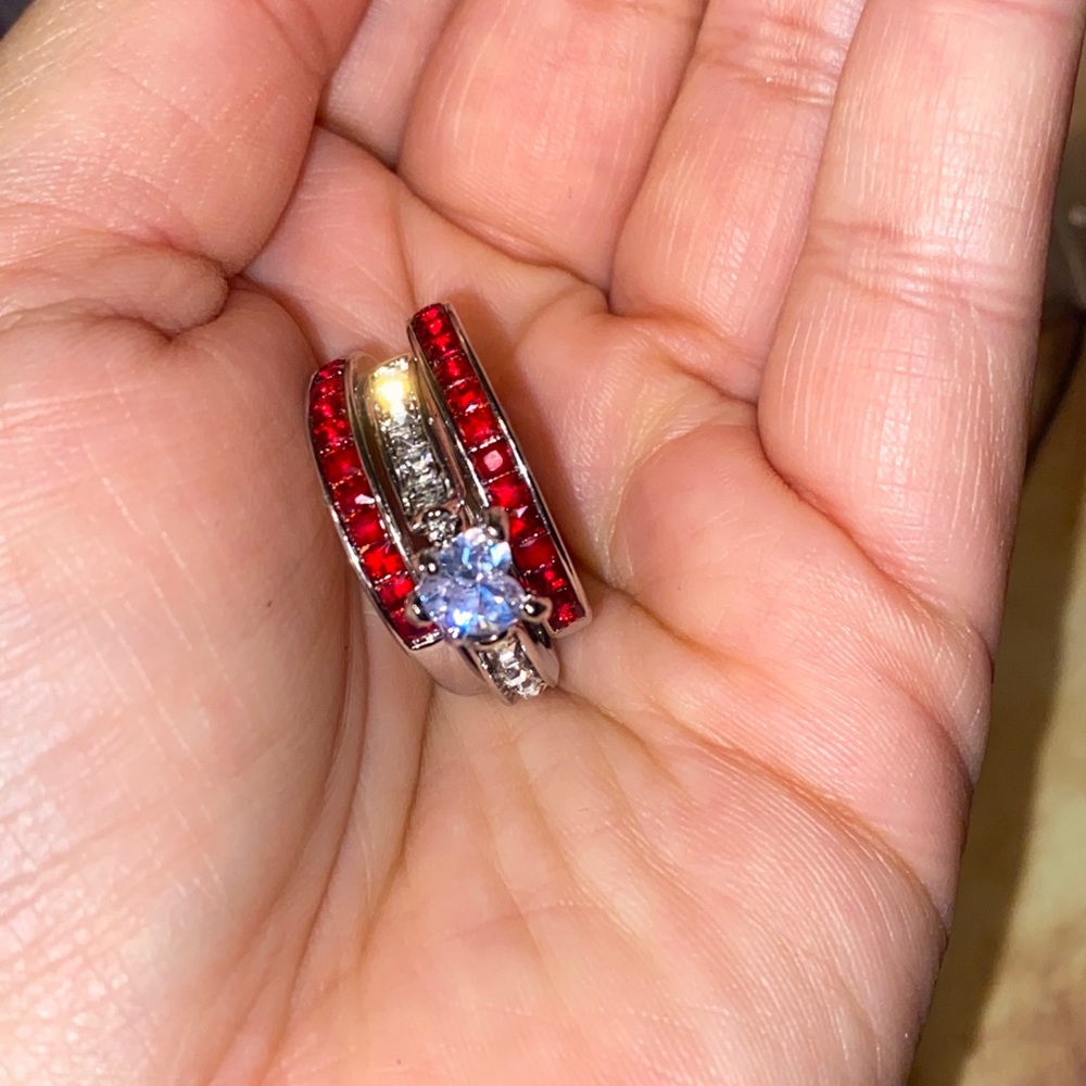 3 ring set heart ❤️ lab created diamond 💎 sz9